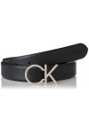 Calvin Klein Ceinture Femme Re-Lock Ck Logo Belt 3.0 cm Ceinture Cuir, Noir Ck Black , 75 cm