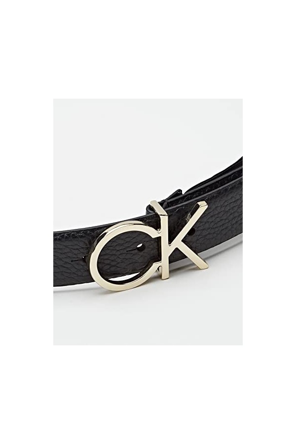 Calvin Klein Ceinture Femme Re-Lock Ck Logo Belt 3.0 cm Ceinture Cuir, Noir Ck Black , 75 cm