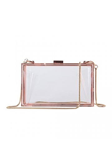 EVEOUT Pochettes et Clutches de soirée Transparente en Acrylique pour Femme Sac à Main en gelée carré Sacs à bandoulière fête