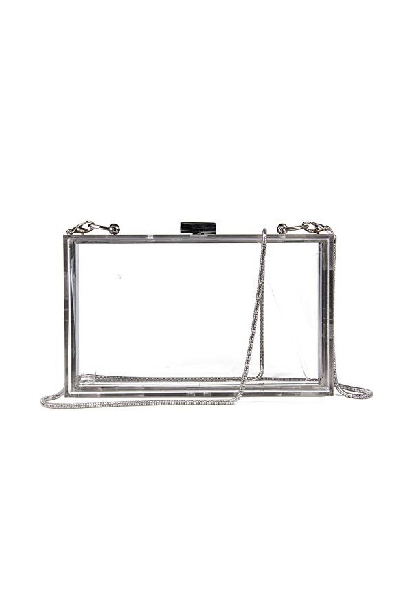 EVEOUT Pochettes et Clutches de soirée Transparente en Acrylique pour Femme Sac à Main en gelée carré Sacs à bandoulière fête