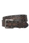 beltiscool Ceinture Jean en cuir massif perforé clouté avec embossé 1 1/2" - Marron - 142 cm