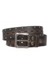 beltiscool Ceinture Jean en cuir massif perforé clouté avec embossé 1 1/2" - Marron - 142 cm