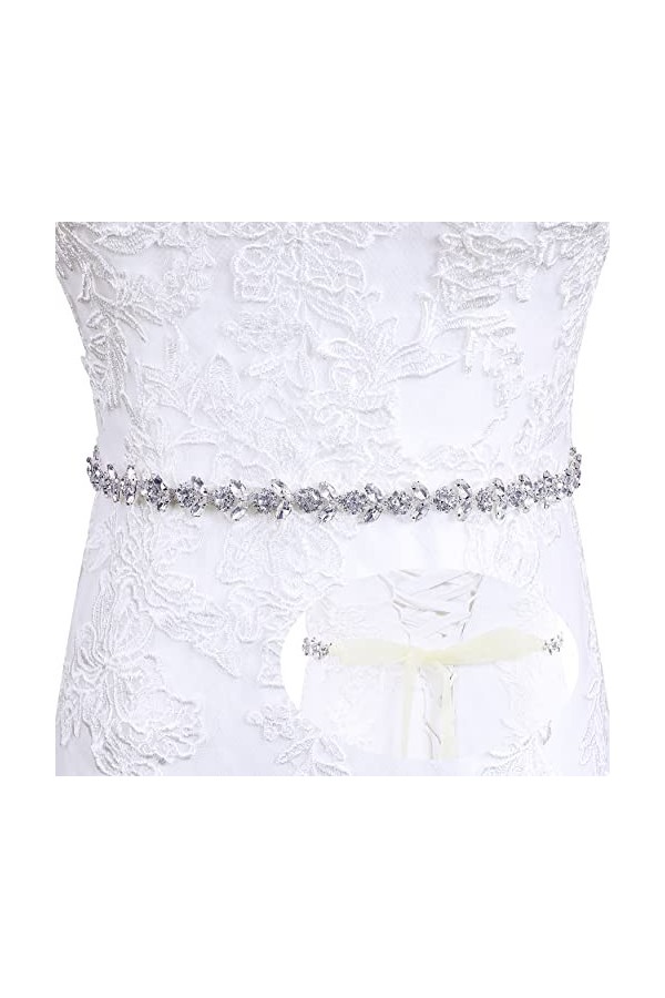 Lovful Ceinture de mariée pour femmes,Ceinture de robe de mariée scintillante,Ceinture en strass avec ruban organza Sash, Éch