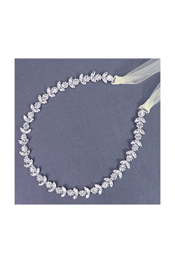 Lovful Ceinture de mariée pour femmes,Ceinture de robe de mariée scintillante,Ceinture en strass avec ruban organza Sash, Éch