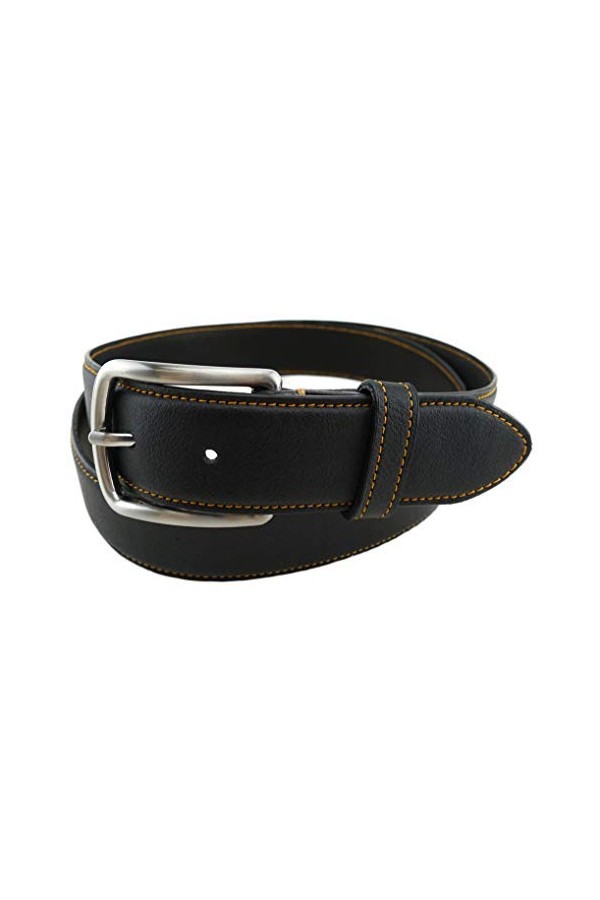 TigerTie - Ceinture en cuir nappa de vachette de qualité supérieure - Marron clair - Boucle argentée - La ceinture peut être 