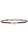 POCHY Ceinture fine de luxe en cuir réglable avec perles pour femmes, 36 pouces/90cm, personnalité pour robe en jean, ceintur