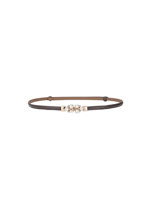 POCHY Ceinture fine de luxe en cuir réglable avec perles pour femmes, 36 pouces/90cm, personnalité pour robe en jean, ceintur