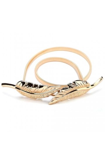 POCHY Ceinture fine pour femmes, ajustable, avec fermoir en feuille dor, boucle coulissante, en métal élastique, 80-110cm