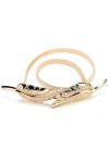POCHY Ceinture fine pour femmes, ajustable, avec fermoir en feuille dor, boucle coulissante, en métal élastique, 80-110cm