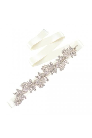 Disimlarl Ceinture de mariée avec strass pour femme - Ceinture de mariage en cristal - Pour robe formelle, Ruban ivoire., tai