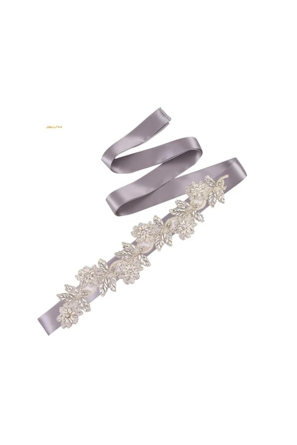 Disimlarl Ceinture de mariée avec strass pour femme - Ceinture de mariage en cristal - Pour robe formelle, Ruban ivoire., tai