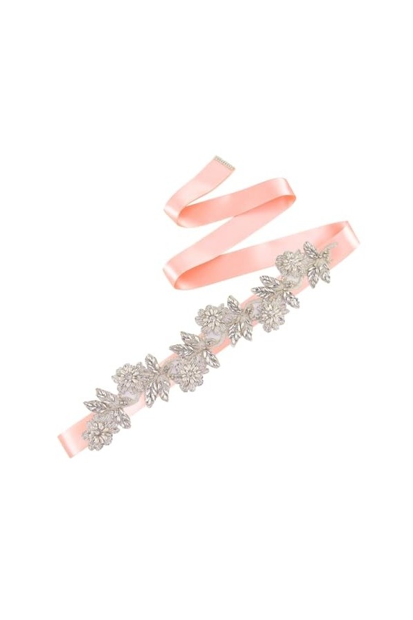 Disimlarl Ceinture de mariée avec strass pour femme - Ceinture de mariage en cristal - Pour robe formelle, Ruban ivoire., tai
