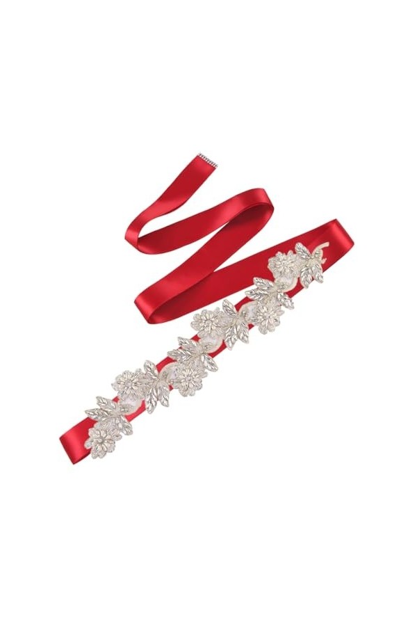 Disimlarl Ceinture de mariée avec strass pour femme - Ceinture de mariage en cristal - Pour robe formelle, Ruban ivoire., tai
