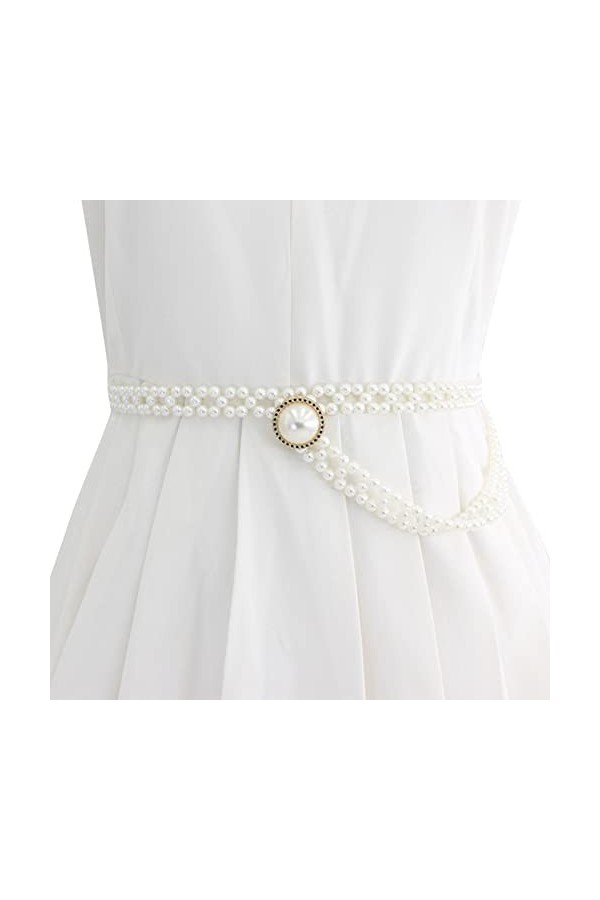 ARTSIM Vegan Ceinture Femmes Perle Boucle Ronde Crochet Réglage Perle Taille Chaîne Sueur Ceintures for Ventre for Hommes Ori