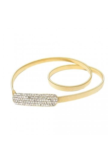 Ceintures de taille pour femmes, ceinture fine élastique en métal doré strass, chaîne de taille polyvalente Simple, décoratio