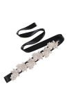Disimlarl Ceinture de mariée avec strass pour femme - Ceinture de mariage en cristal - Pour robe formelle, Ruban noir., taill
