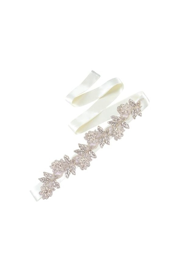 Disimlarl Ceinture de mariée avec strass pour femme - Ceinture de mariage en cristal - Pour robe formelle, Ruban noir., taill