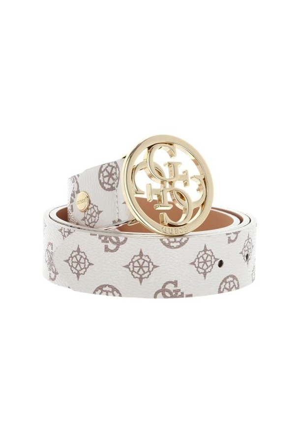GUESS Noelle W85 Ceinture réglable avec logo crème – Peut être raccourci, Logo Cream, W85