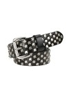 Ceinture Hip Hop Ceinture punk rivet feuille dérable personnalisée for femme Color : Black, Size : 105-110cm 