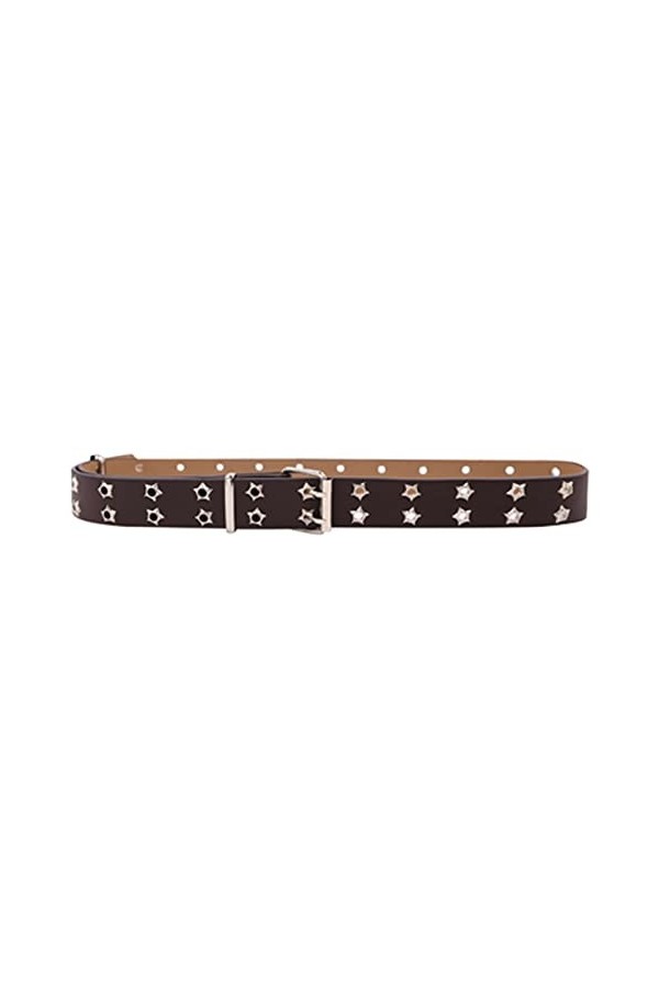 FOUNCY Ceinture Punk Ceinture en Cuir Souple à Double rangée for Femmes avec Boucle à ardillon Solide Color : Marron, Size :