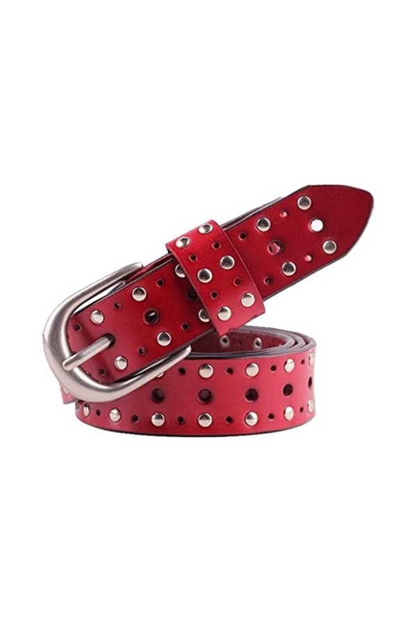 FOUNCY Ceinture Punk Ceinture décontractée Large en Cuir for Femmes Rivet Punk Belt Ceinture en Cuir Souple avec Boucle ardil