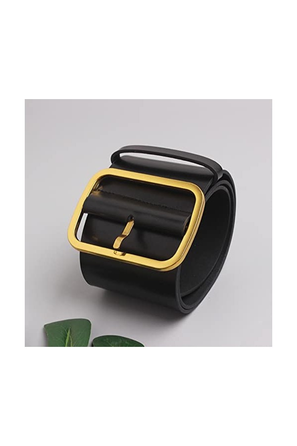 SCOOVY 1 Pc Ceinture Métal Boucle Taille Ceinture Manteau en Cuir uni Robe Femme Cinture Commerbund Ceinture-Noir, 100cm