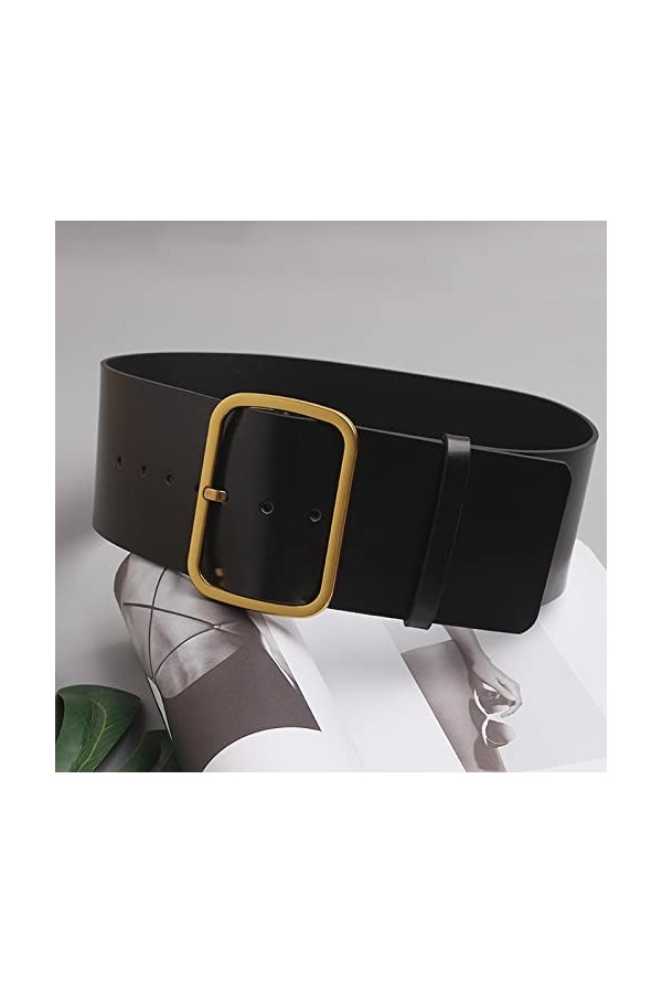 SCOOVY 1 Pc Ceinture Métal Boucle Taille Ceinture Manteau en Cuir uni Robe Femme Cinture Commerbund Ceinture-Noir, 100cm