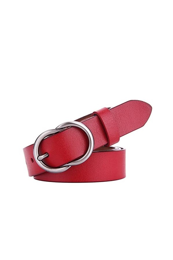Ceinture Femme Ceintures En Cuir Véritable for Femme Rétro Qualité Jeans Ceinture Femme Size : 46in/115cm, Color : Red-brown