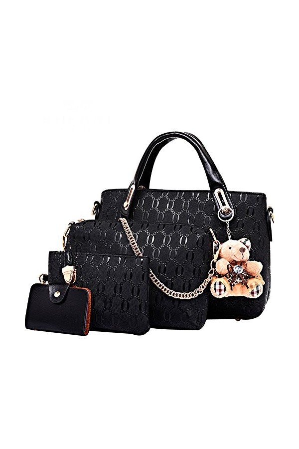 FiveloveTwo Femmes 4Pcs Sac À Épaule Bandoulière Clutches Pochettes Sac À Main PU Cuir Grand Fourre-Tout + Bourse + Sac à Ban
