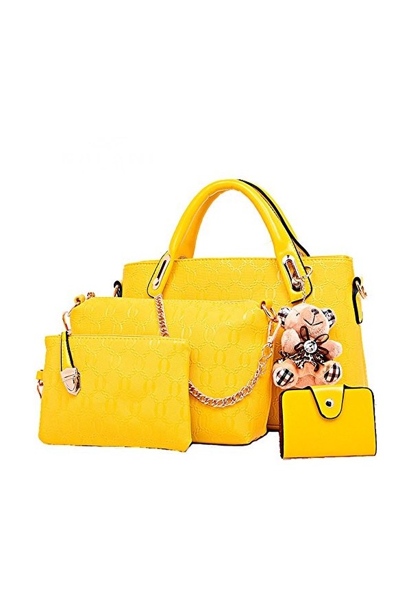 FiveloveTwo Femmes 4Pcs Sac À Épaule Bandoulière Clutches Pochettes Sac À Main PU Cuir Grand Fourre-Tout + Bourse + Sac à Ban