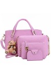 FiveloveTwo Femmes 4Pcs Sac À Épaule Bandoulière Clutches Pochettes Sac À Main PU Cuir Grand Fourre-Tout + Bourse + Sac à Ban