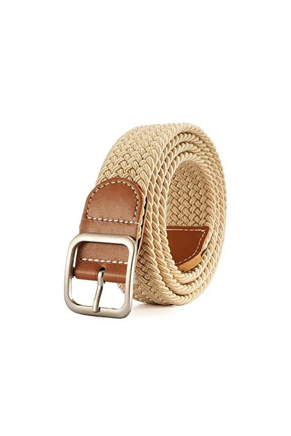 EKLART Female Casual Knitted Pin Buckle Belts For Women Woven Canvas Elastic Stretch Belts For Women Jeans Waistband Size : 