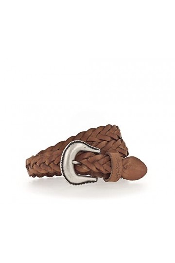 MUSTANG Ceinture en cuir tressé avec fermoir en argent poli 25 mm, cognac, 100