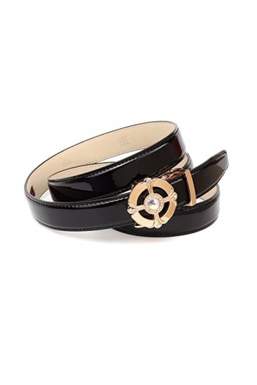 Anthoni Crown Ceinture en Cuir, Noir, 95 cm Femme