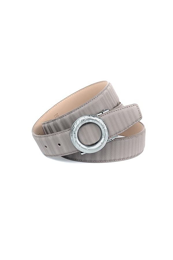 Anthoni Crown Ledergürtel Ceinture, Gris, 80 cm Femme