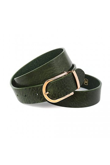 Anthoni Crown Ceinture en Cuir, Vert, 110 cm Femme
