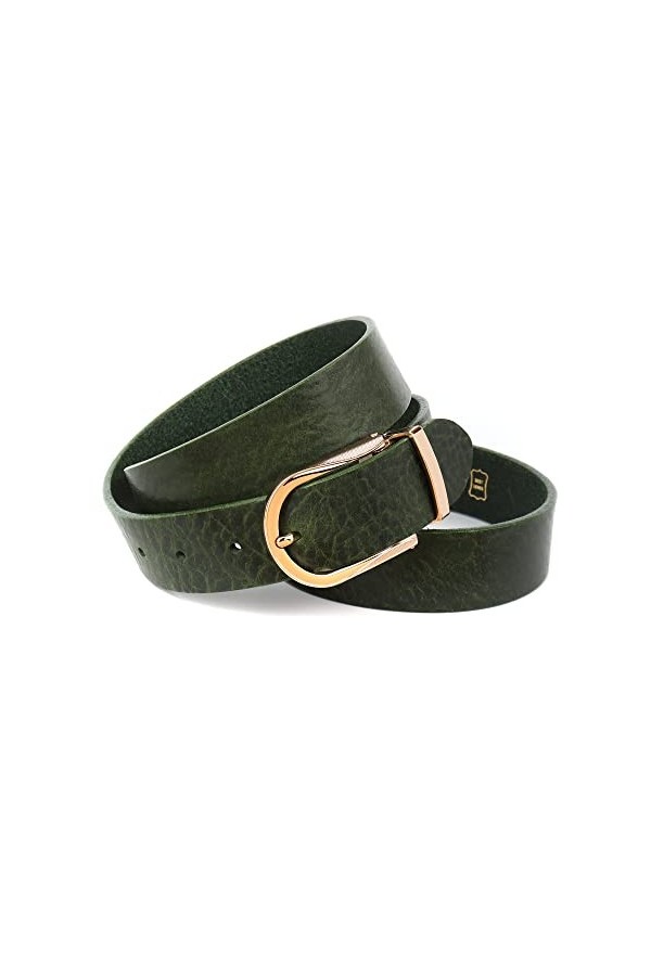 Anthoni Crown Ceinture en Cuir, Vert, 110 cm Femme