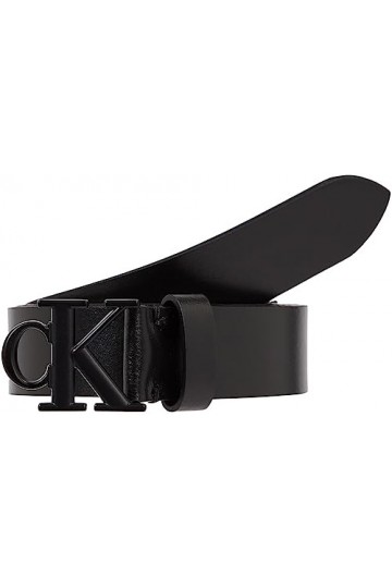 Calvin Klein Round Mono LTHR Black Belt 30MM Ceintures, 80 Femme