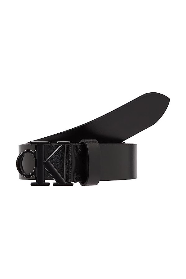 Calvin Klein Round Mono LTHR Black Belt 30MM Ceintures, 80 Femme