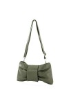 modamoda de - T214 – ITal. Sac bandoulière Clutch en cuir petit format, Gris vert, Small