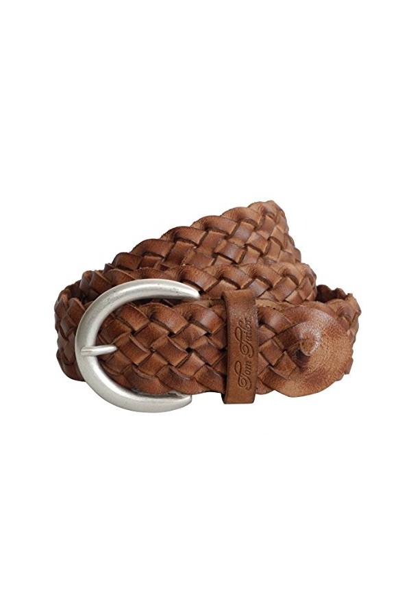 Ceinture pour femme en cuir tressé de Tom Tailor - Ceinture en cuir véritable avec boucle ardillon en métal couleur au choix