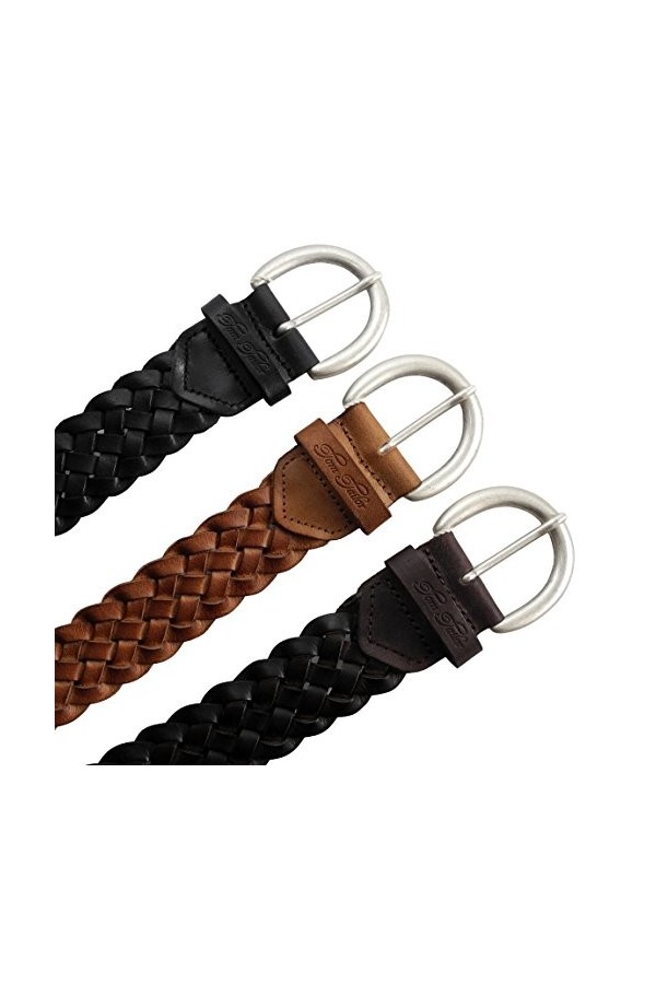 Ceinture pour femme en cuir tressé de Tom Tailor - Ceinture en cuir véritable avec boucle ardillon en métal couleur au choix
