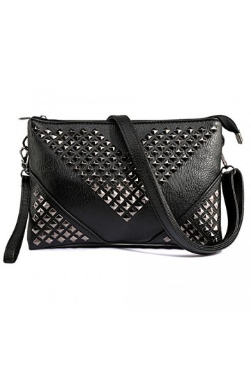 WUXINGMEILI Rivet Goujon Femmes Cuir BandoulièRe Portable Sac À Main Messenger Sacs ÉPaule Simple Mode Pochettes Clutches Sac