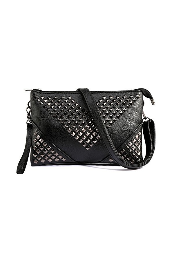 WUXINGMEILI Rivet Goujon Femmes Cuir BandoulièRe Portable Sac À Main Messenger Sacs ÉPaule Simple Mode Pochettes Clutches Sac