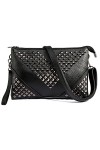 WUXINGMEILI Rivet Goujon Femmes Cuir BandoulièRe Portable Sac À Main Messenger Sacs ÉPaule Simple Mode Pochettes Clutches Sac