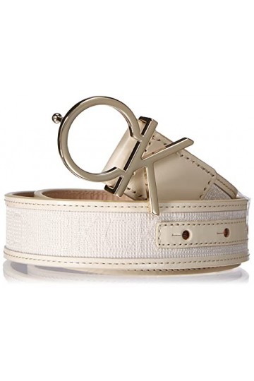 Calvin Klein Re-Lock 30mm Jacquard Belt Ceinture, Sand, 90 cm Femme