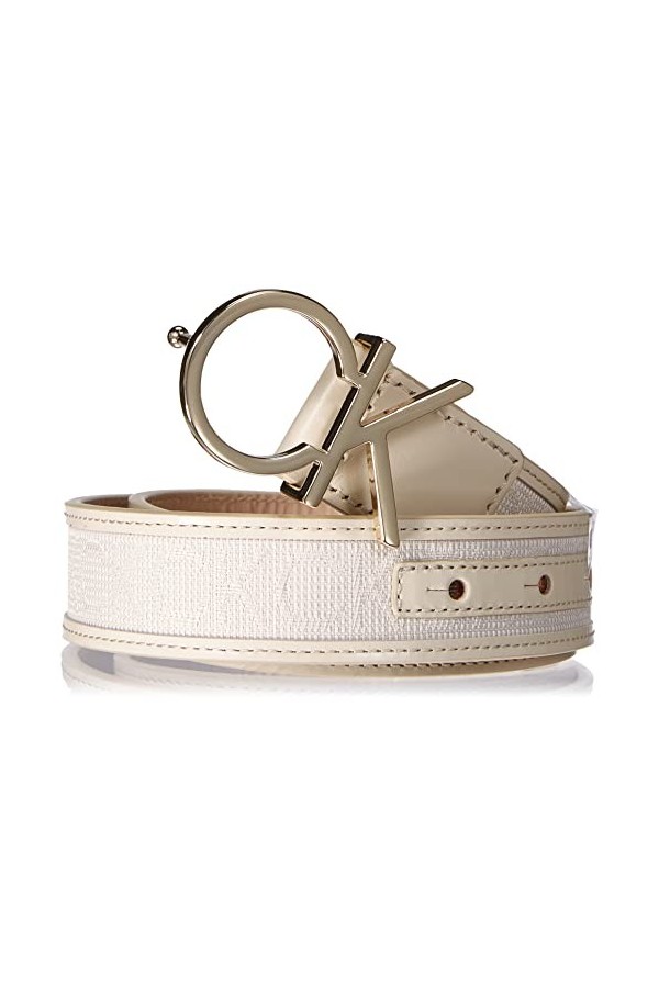 Calvin Klein Re-Lock 30mm Jacquard Belt Ceinture, Sand, 90 cm Femme