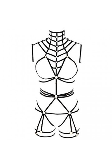 Ceinture élastique pour femme - Style punk gothique - Pour danse, rave, Noël - noir - Taille Unique