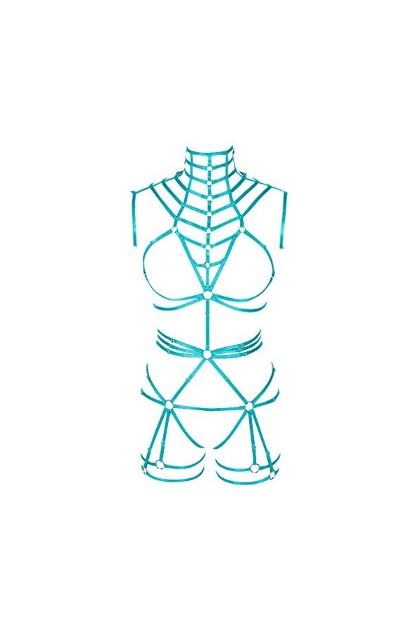 Ceinture élastique pour femme - Style punk gothique - Pour danse, rave, Noël - noir - Taille Unique