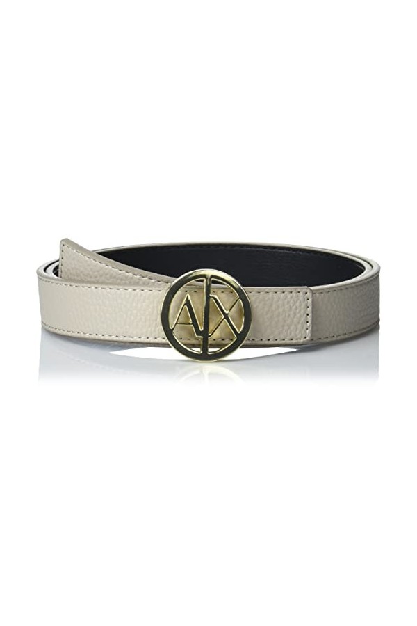 Armani Exchange Bicolore, Logo Boucle Ceinture, Noir/doré, M Femme